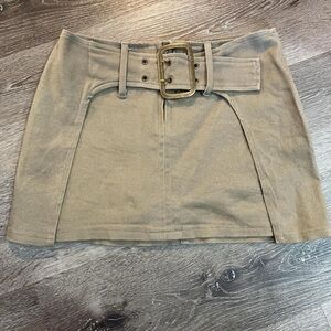 Windsor Beige Mini Skirt with Statement Buckle